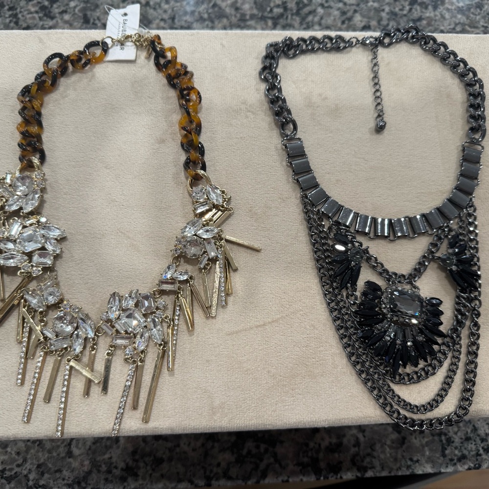 Chic Gold and Black Crystal Necklaces